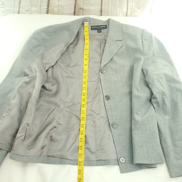 Kasper & Company Womens Gray Single Breasted Four Button Blazer Jacket Size 12 - Picture 8 of 12
